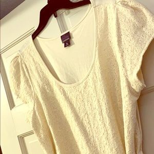 Lace-Front Ivory Maternity Top